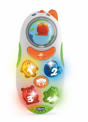 Говорящий телефон Chicco (рус/англ) Говорящий телефон Chicco (рус/англ) — прекрасная развивающая игрушка для детей от 6 месяцев, которая учит ребёнка говорить, петь и считать сразу на двух языках.
