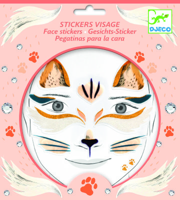 Наклейки для лица «Кошка» Djeco Наклейки для лица «Кошка» Djeco помогут создать неповторимый образ для Вашего ребёнка.